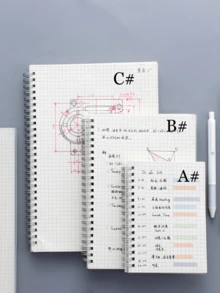 A6/A5/B5 Grid Notebook Simple Student Thick Grid Notebook Notepad 1 Book/80 Sheets - White - View 9