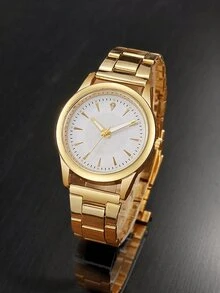 2pcs/Set Fashionable Couple Watches | Stainless Steel Strap And Case | Quartz Movement | Bar Code Scale | Round Dial | Suitable As Holiday Gift