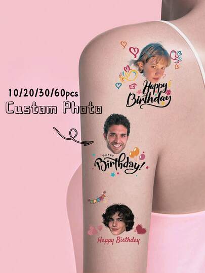 Pegatinas de tatuaje temporal personalizadas con foto, pegatinas de tatuaje personalizadas con foto de mascota, pegatinas de tatuaje con foto personalizada, pegatinas de tatuaje con fotos familiares personalizables, 2 tamaños: S/M, regalos del Día de San Valentín, regalo para él, regalo para mamá, regalo para amigos, decoración del hogar, para diversas fiestas como celebraciones de cumpleaños, multifuncional, ajustable