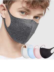 2个针织防尘防水透气口罩冰丝口罩黑色口罩防水防尘 - 黑色 - 查看 4