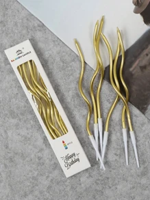 6pcs Birthday Candles Spiral Cake Candles With Holders Metallic Cake Cupcake Candles Long Thin Curly Coil Cake Candles For Birthday Wedding Party And Cake Decoration Back To School Valentine Day