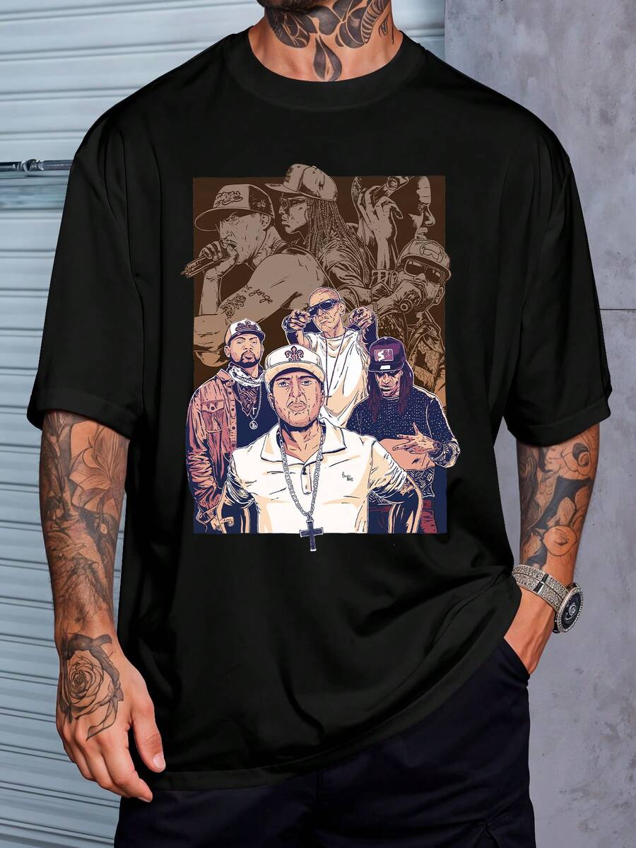 Racionais Rap T-Shirt Brazilian Music Street Shirt Blouse Unisex Male Female 100% Cotton Top Premium Streetwear New Release Immediate Shipping Various Colors!! Plus Size - 黑色 - 查看 1