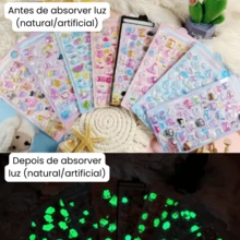 Glow In The Dark Stickers Kawaii Animals 3D High Relief DIY Stickers - 白色 - 查看 3