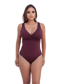 Women's Swimsuit Body Slims Waist Defines Silhouette Double Fabric Cup Water Aerobics Beach Shaper Simple Elegant Casual - 楓 - 查看 6