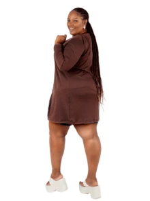 Women's Plus Size Mid-Season Cardigan - Rust Brown - View 2