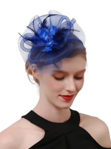 1 Piece Women's Feather Mesh Flower Fascinator With Headband And Clip Wedding Tea Party Kentucky Derby Fascinator Hats