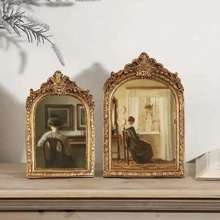 1pc European Retro Carved Resin Wall Hanging Photo Frame Decor Gifts Birthday Graduation