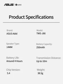 ASUS 华硕夹式无线耳机，超轻运动耳塞，内置麦克风，非常适合通勤/旅行，佩戴舒适，深沉的低音 Hi-Fi 音效，电池续航时间长，配有挂绳 - 黑色 - 查看 5