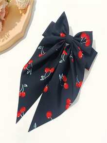 Oversized Chiffon Cherry Bow Hair Clip, Women's Coiled Hair, Fabric Spring Clip Hair Accessory, School Stuff, Hair Accessories, Head Accessories, Hair Accessories For Women, Claw Clips - Multicolor - View 6