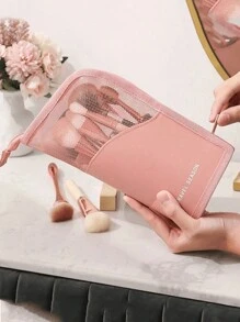 1 pièce Sac de rangement portable pour pinceaux de maquillage, sac à main imperméable d'été, sac cosmétique multifonction pour voyage, porte-pinceaux de maquillage grande capacité, organisateur de sac cosmétique de salle de bain, organisateur de maquillage, boîte de rangement de parfum, support pour pinceaux de maquillage, décoration idéale pour la maison, cadeau pour la fête des mères, cadeau pour les amis et les enseignants, cadeau pour la demoiselle d'honneur, fournitures de voyage, accessoires de voyage, accessoires de croisière, produits de première nécessité, accessoire de coiffeuse