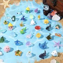 5/10/20 件迷你海洋树脂动物微型海洋动物雕像海洋微型塑料动物水族馆装饰品适用于 DIY 鱼缸盆栽微型仙女花园（款式随机）