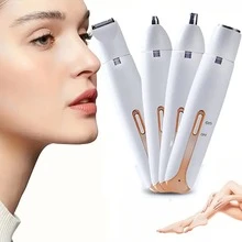 四合一女士电动脱毛器/女士多功能电动脱毛器套装/女士比基尼修剪器/USB充电器/眉毛、鼻毛、面部毛发、腿毛去除器/便携式、温和、女士礼物、母亲节礼物 - 白色 - 查看 2