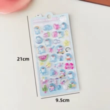 Glow In The Dark Stickers Kawaii Animals 3D High Relief DIY Stickers - Blue - View 1