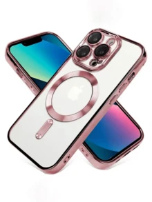 防震磁吸电镀单片装亮面电镀磁吸镜头保护壳，兼容 11/12/13/14/15/16 Pro/Pro Max、Galaxy A54/S22/S23/S24/S25 Ultra/A54/A55/A16/S20P/S20U/Note10/Note20U/A36/A35/A34/S26/A25/A24/A15/A14/A06/A05/A05S，支持无线充电，春季礼物 - 粉色 - 查看 5