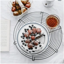 Rejilla redonda soporte para horno enfriamiento utensilio cocina panadería repostería resistente acero inoxidable ideal para enfriar postres galletas pasteles diseño práctico fácil limpiar accesorios presentación profesional organización - Negro - Ver 2