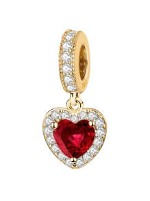 1Pc Fashionable Sparkling Heart Pendant Charm Bead Fit For Women Bracelets Bangles DIY Jewelry Making And Daily Outfit Matching Jewelry Decoration For Girls