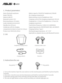 ASUS 华硕无线入耳式高品质声音独特设计内置麦克风，功能触摸切换游戏音乐适用于黑白款 - 黑色 - 查看 7