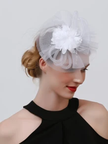 1 Piece Women's Feather Mesh Flower Fascinator With Headband And Clip Wedding Tea Party Kentucky Derby Fascinator Hats
