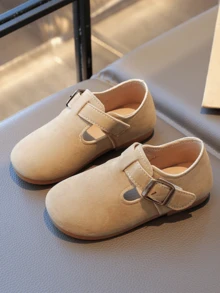 1 Pair Kids' Vintage Solid Color Soft Bottom Flat Shoes, Lightweight And Non-Slip, Suitable For Holidays, Everyday Wear, Fashion And Comfortable Walking Shoes. Suitable For Outdoor Activities And Casual Wear, Hook And Loop Closure, Suitable For Boys And Girls For All Seasons. - Khaki - View 4