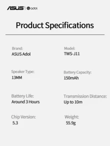 Asus High-Quality Sound, Long Battery Life, Large Battery Capacity, Noise Reduction, Clip-On And In-Ear Style, Sports Wireless Dual-Purpose Headphones - White - View 5