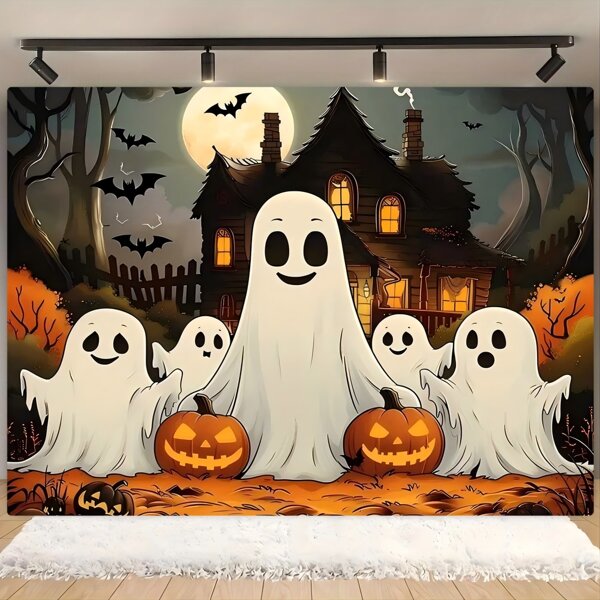 1 Stück Halloween Kürbis Hintergrundfahne, geeignet für Heimdekoration, Halloween Party Deko, Fotohintergrund, Gartendekoration, Wanddekoration, Innen- und Außendekoration, Wohndekoration