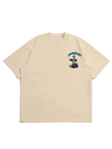 200g Cotton T-Shirt 2025 Men's New Short-Sleeved Cotton Vacation Pattern Short-Sleeved Crew Neck Matching Look