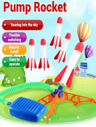 一套（一个底座+五枚火箭）加一套独立火箭包，冲天火箭发射管玩具，户外弹射飞天脚踏玩具，一步到位飞天泡沫玩具（彩色包装，随机发货）
