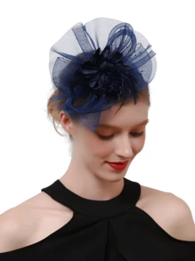 1 Piece Women's Feather Mesh Flower Fascinator With Headband And Clip Wedding Tea Party Kentucky Derby Fascinator Hats