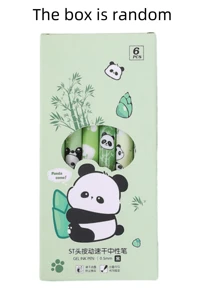 6 Stücke Set Panda & Bambus süße & stilvolle Kugelschreiber mit Druckknopf, minimalistisches Design, langanhaltend, geeignet für Mädchen, mit schwarzer Tinte