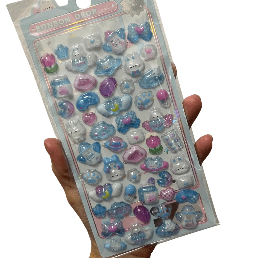 Glow In The Dark Stickers Kawaii Animals 3D High Relief DIY Stickers - Green - View 1