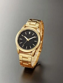 2pcs/Set Fashionable Couple Watches | Stainless Steel Strap And Case | Quartz Movement | Bar Code Scale | Round Dial | Suitable As Holiday Gift