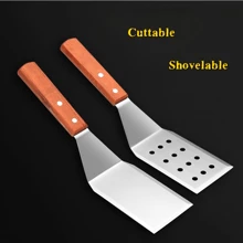 Set Of 2 Pieces Stainless Steel Steel Spatulas, Multipurpose Spatula, Cooking Utensil Set With Wooden Handle, Pizza Spatula, Hamburger Turner - Cooking & Frying Turner Spatula For Barbecue, Grilling And Flipping Steak - Essential Durable Cookware
