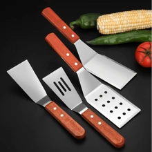 Set Of 2 Pieces Stainless Steel Steel Spatulas, Multipurpose Spatula, Cooking Utensil Set With Wooden Handle, Pizza Spatula, Hamburger Turner - Cooking & Frying Turner Spatula For Barbecue, Grilling And Flipping Steak - Essential Durable Cookware