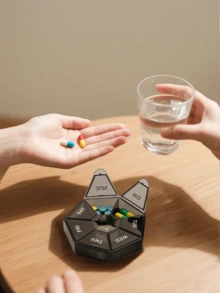 1pc 7-Day Pill Organizer With Separate Daily Compartments - Portable Travel Medication Box, Multifunctional Plastic Pill Storage Case - Suitable For Elderly And Busy People - For Travel And Home Use - Multicolor - View 7