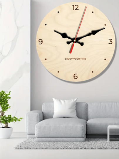 Chic Wooden Wand Klok Silent Quartz Movement, Battery Operated, Perfect Living Room, Bedroom, Kitchen, Office ation Moderne Home Holiday Ideal Birthday (AA Batteries Not Included) Room view 2