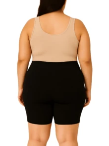 Kit 2 Short Anagua Second Skin Women's Plus Size High Waist Bermuda To Wear With Skirt And Dress Simple Casual-Comfortable Fabric - 黑與白 - 查看 3