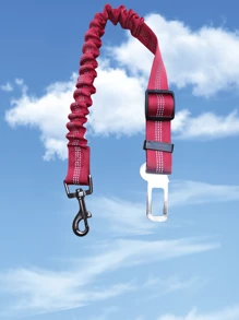1 pieza Correa elástica reflectante retráctil para mascotas con cinturón para ir en el coche, cinturón de para asiento de coche de mascota, cuerda de tracción de coche para mascotas, artículos para mascotas en , correa retráctil para perros, correa a prueba de explosiones para perros