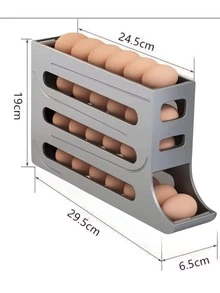 Soporte de huevos rodante automático de 4 capas, caja de almacenamiento de huevos para nevera, contenedor, cocina, dispensador de huevos, organizador para nevera,caja de almacenamiento de huevos rodante automática, organizador deslizante, plástico de calidad alimentaria - Multicolor - Ver 6