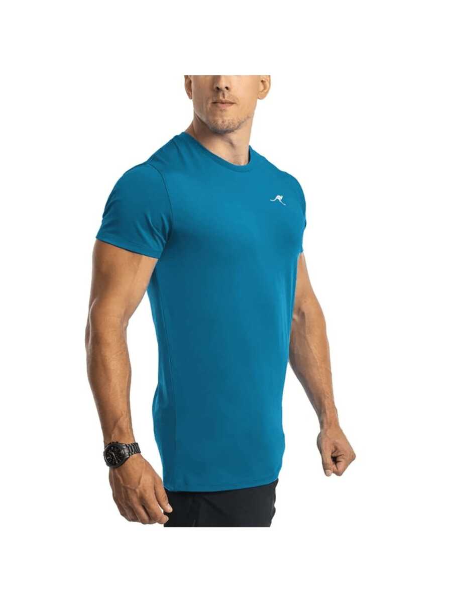 CAMISETA PARA ENTRENAR CON LICRA PARA CUALQUIER TIPO DE EJERCICIO O CASUAL MANGA CORTA 5004 - azul real - Ver 1
