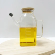 1个方形玻璃油瓶，大容量酱油醋厨房调味瓶带盖防漏密封油分配器 - 無色 - 查看 2