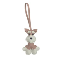 1pc Schnauzer Dog Leather Keychain, Creative Pet Charm Bag Accessory, Cute Dog Pendant, PU Leather Cartoon Dog Keyring, Small Gift