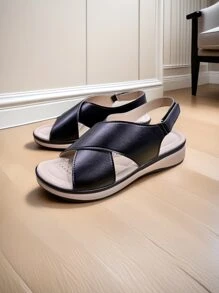 Women's Fashion Flat Sandals, Comfortable Beach Shoes, Casual Preppy Style Slip-On Sandals For Daily Wear, Spring/Summer