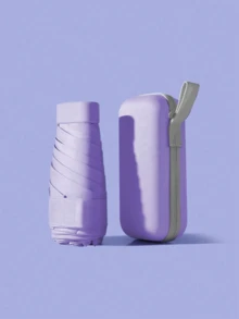 二合一防紫外线胶囊伞，女士迷你折叠阳伞，轻便易携，适合学校、办公室、居家、旅行，春夏必备，伴娘礼物，房间、卧室装饰，海滩、旅行，男女皆宜，度假必备，可爱小物 - 彩色 - 查看 9