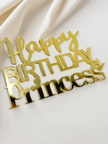 1PC Golden Princess Birthday Cake Topper Set - For Birthday Cakes, Bridal Showers & Celebration Events Elegant Gift For Maidens, Dreamers & Those With Princess Hearts (Enchanted Princess Cake Decor)