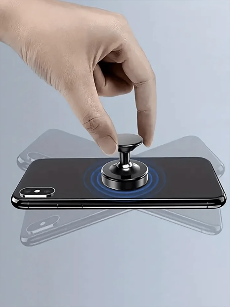 1pc Metal Material Circular Mini Magnetic Phone Holder, Car Multifunctional Phone Navigation Holder, Car Dashboard Holder - Multicolor - View 7