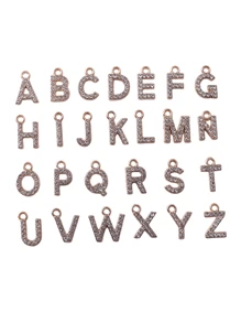 26pcs/Set A-Z Initial Crystal Alloy Charms Pendants For DIY Jewelry Making, Women Earrings, Necklaces, Craft Accessories