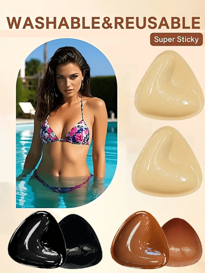 1pair Double-Sided Sticky Bra Inserts Adhesive Bra Pads Push Up Breast Enhancers Pads Reusable Padded Ultra Instant Lift Inserts