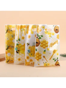 30/50 Pieces Of Small Bee Gift Bags, Plastic Glass Paper Gift Bags, Tote Bags, Cartoon Style Small Bee Theme Design, Decorated With Small Bee Patterns, Suitable For Weddings, Birthday Party Supplies, Wedding Gift Bags, Gift Distribution Packaging Bags - Four-in-one Bee - View 5
