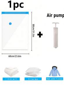9/1pc Travel Vacuum Storage Bags, Large Capacity Reusable Compression Packing Cubes, Foldable Organizer Bags For Clothes, Bedding, Quilt, Space Saving, Waterproof Material, Suitable For Bedroom, Closet, Bathroom
