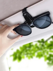 1pc Car Sun Visor Multifunctional Diamond Inlaid Glasses Clip Ticket Clip Diamond - Black - View 6